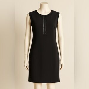 Weekend MaxMara Black Sleeveless dress- faux leather side trim L
